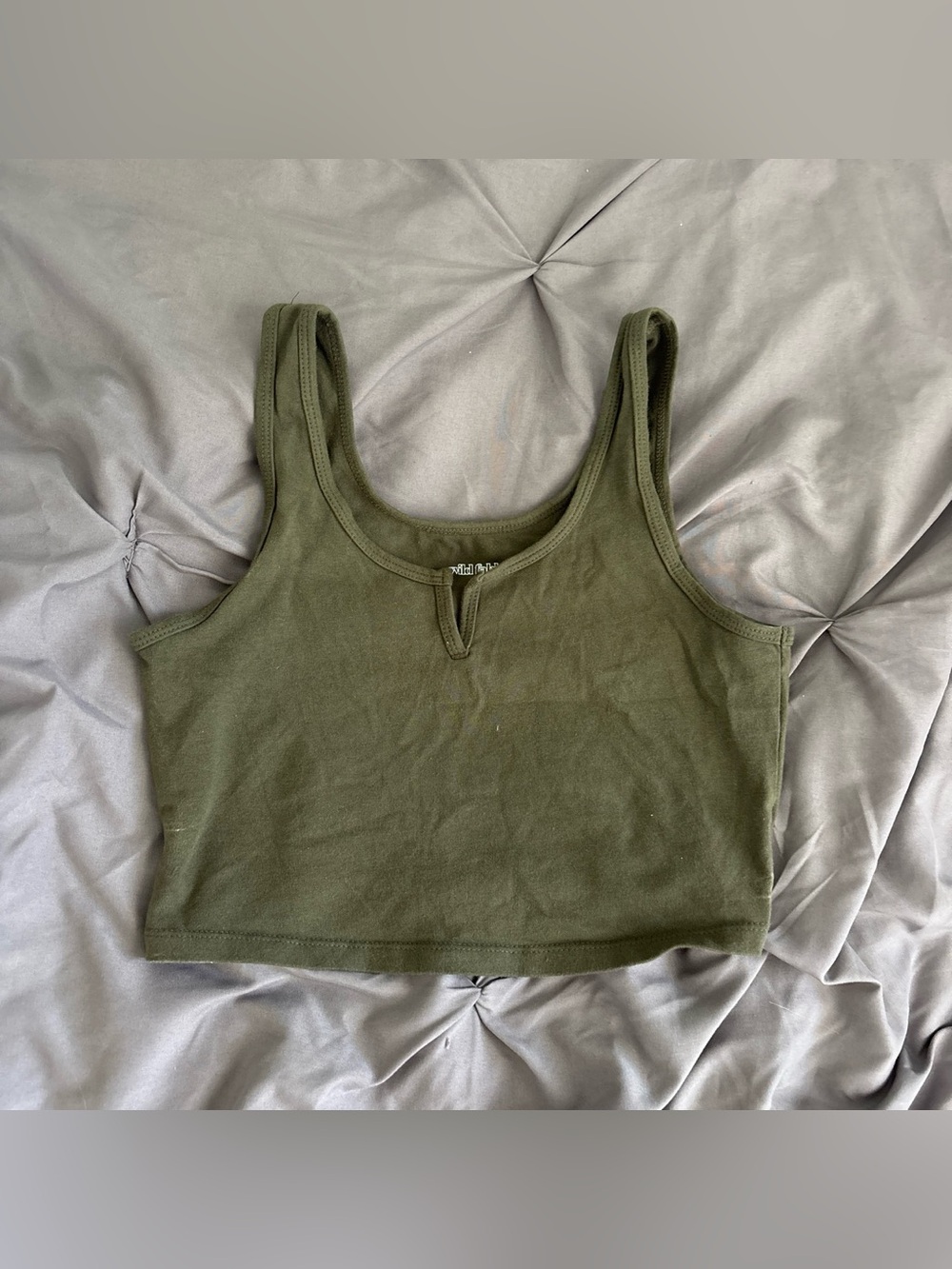 wild fable Olive Green Notch Front Crop Tank